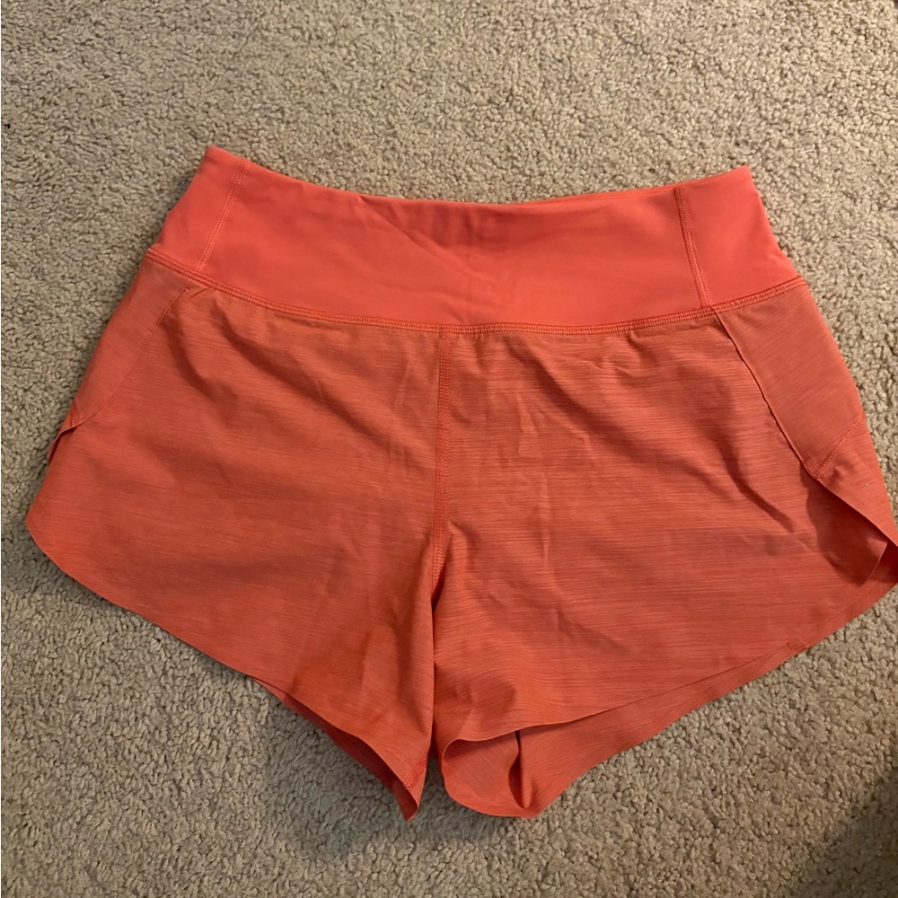 Athleta Run With it shorts Space Dye Orange Haze color